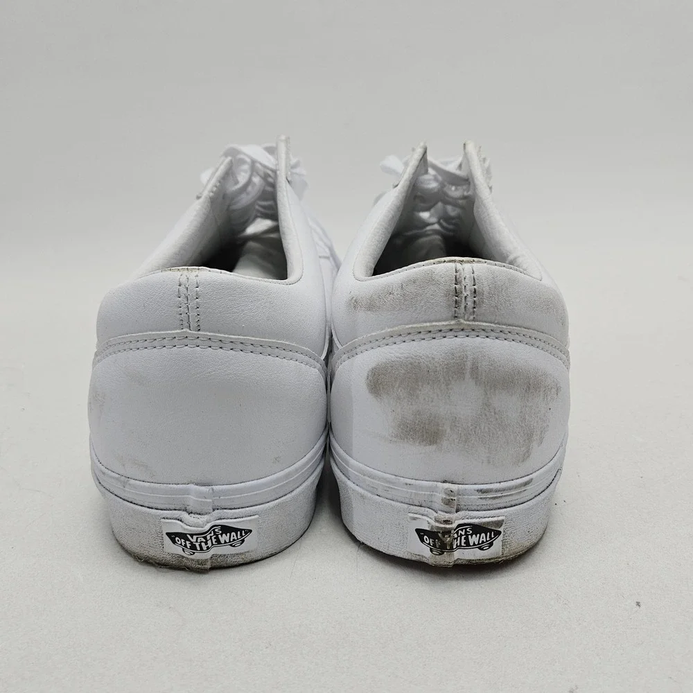 Vans Old Skool Triple White Leather Low Top Sneakers Mens 12 721356